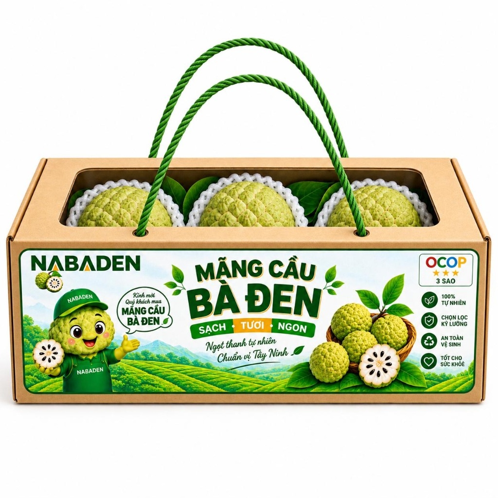 Hộp Đặc Biệt (3 Quả) – Quà Biếu VIP NABADEN Mãng Cầu Bà Đen