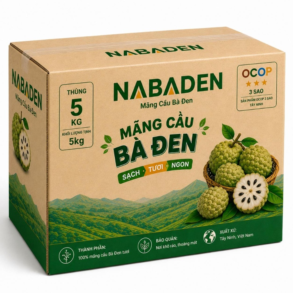 Thùng 5KG Tuyển Chọn – Mãng Cầu Bà Đen NABADEN Tây Ninh